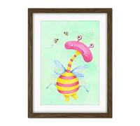 Wee Blue Coo Wee Wild Monsters Ophelia Bees Kids Artwork Framed Wall Art Print 18X24 Inch