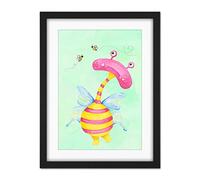 Wee Blue Coo Wee Wild Monsters Ophelia Bees Kids Artwork Framed Wall Art Print 18X24 Inch