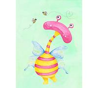 Wee Blue Coo Wee Wild Monsters Ophelia Bees Kids Premium Wall Art Canvas Print 18X24 Inch