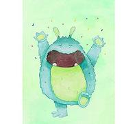 Wee Blue Coo Wee Wild Monsters Rae Happy Kids Art Print Canvas Premium Wall Decor Poster Mural