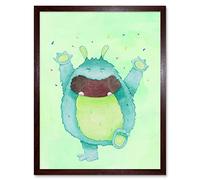 Wee Blue Coo Wee Wild Monsters Rae Happy Kids Art Print Framed Poster Wall Decor 12x16 inch