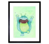 Wee Blue Coo Wee Wild Monsters Rae Happy Kids Artwork Framed Wall Art Print 12X16 Inch