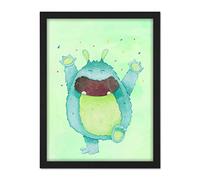 Wee Blue Coo Wee Wild Monsters Rae Happy Kids Artwork Framed Wall Art Print 18X24 Inch