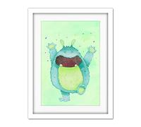 Wee Blue Coo Wee Wild Monsters Rae Happy Kids Artwork Framed Wall Art Print 18X24 Inch