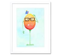 Wee Blue Coo Wee Wild Monsters Theo Glasses Bird Kids Artwork Framed Wall Art Print 12X16 Inch