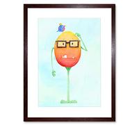 Wee Blue Coo Wee Wild Monsters Theo Glasses Bird Kids Artwork Framed Wall Art Print 12X16 Inch