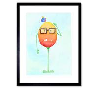 Wee Blue Coo Wee Wild Monsters Theo Glasses Bird Kids Artwork Framed Wall Art Print 12X16 Inch