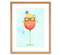 Wee Blue Coo Wee Wild Monsters Theo Glasses Bird Kids Artwork Framed Wall Art Print 12X16 Inch