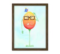 Wee Blue Coo Wee Wild Monsters Theo Glasses Bird Kids Artwork Framed Wall Art Print 18X24 Inch
