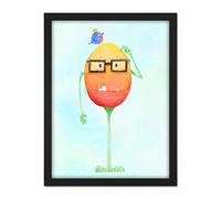 Wee Blue Coo Wee Wild Monsters Theo Glasses Bird Kids Artwork Framed Wall Art Print 18X24 Inch