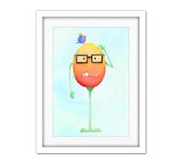 Wee Blue Coo Wee Wild Monsters Theo Glasses Bird Kids Artwork Framed Wall Art Print 18X24 Inch