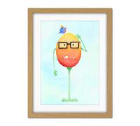 Wee Blue Coo Wee Wild Monsters Theo Glasses Bird Kids Artwork Framed Wall Art Print 18X24 Inch
