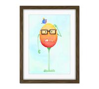 Wee Blue Coo Wee Wild Monsters Theo Glasses Bird Kids Artwork Framed Wall Art Print 18X24 Inch