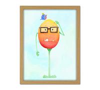 Wee Blue Coo Wee Wild Monsters Theo Glasses Bird Kids Artwork Framed Wall Art Print 18X24 Inch