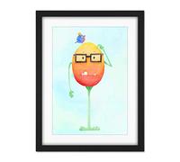 Wee Blue Coo Wee Wild Monsters Theo Glasses Bird Kids Artwork Framed Wall Art Print 18X24 Inch