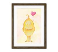 Wee Blue Coo Wee Wild Monsters Toby Heart Balloon Kids Artwork Framed Wall Art Print 18X24 Inch