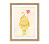 Wee Blue Coo Wee Wild Monsters Toby Heart Balloon Kids Artwork Framed Wall Art Print 18X24 Inch