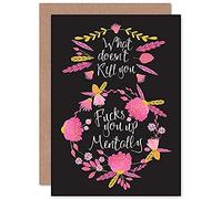 Wee Blue Coo What Does not Kill You Funny Pink Sealed Greeting Card Plus Envelope Blank inside