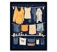 Wee Blue Coo When Life Gives You Lemon Laundry Blue Artwork Framed Wall Art Print 18X24 Inch