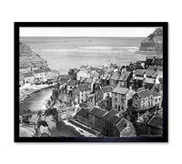Wee Blue Coo Whitby Staithes Yorkshire England Old BW Art Print Framed Poster Wall Decor 12X16 Inch