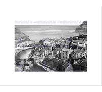 Wee Blue Coo WHITBY STAITHES YORKSHIRE ENGLAND OLD BW BLACK FRAMED ART PRINT PICTURE B12X1379