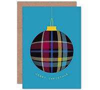 Wee Blue Coo Who Cares Scotland Christmas Tartan Ornament Greeting Card With Envelope Inside Premium Quality