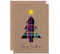 Wee Blue Coo Who Cares Scotland Christmas Tartan Tree Merry Greeting Card With Envelope Inside Premium Quality