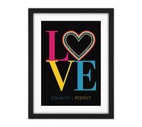 Wee Blue Coo Who Cares Scotland Love Equality Respect Heart Tartan Artwork Framed Wall Art Print 18X24 Inch