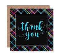 Wee Blue Coo Who Cares Scotland Thank You Tartan Border Greeting Card With Envelope Inside Premium Quality