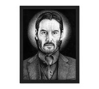 Wee Blue Coo Wick Keanu Reeves Assassin Wayne Maguire Artwork Framed Wall Art Print 18X24 Inch