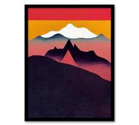 Wee Blue Coo Wild Scottish Mountains Minimalist Artwork Scotland Munro Landscape Mountain Peeks over Fog Artwork Framed Wall Art Print 18X24 Inch