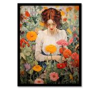 Wee Blue Coo Wildflower Wander Autumnal Floral Multicoloured Artwork Framed Wall Art Print 18X24 Inch