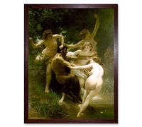 Wee Blue Coo William Adolphe Bouguereau Nymphs Satyr Old Master Painting Art Print Framed Poster Wall Decor 12X16 Inch