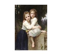 Wee Blue Coo William Adolphe Bouguereau Two Sisters Painting Picture Wall Art Print