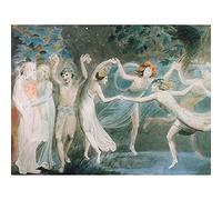 Wee Blue Coo William Blake Oberon Titania Puck With Fairies Dancing Painting Art Print Poster Wall Decor 12X16 Inch