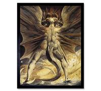 Wee Blue Coo William Blake Red Dragon Woman Clothed Sun 1805 Old Framed Wall Art Print, Brown