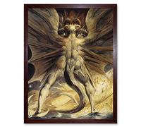 Wall Art Print William Blake 1805 Watercolour Painting The Great Red Dragon and Woman Clothed with the Sun Art Framed Artery8 Brown W12 inch x H16 inch