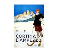 Wee Blue Coo Winter Sport Cortina D'ampezzo Skiing Snow Italy Picture Wall Art Print