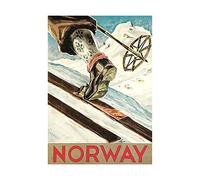 Wee Blue Coo Winter Sport Norway Ski Skiing Skiier Snow Cold Picture Wall Art Print