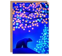 Wee Blue Coo Winter Wonderland Tree Fairy Lights Polar Bear Xmas Christmas Card in Blue Wee Blue Coo Blue