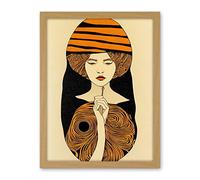 Wee Blue Coo Woman Portrait Retro Mid Century Modern illustration Art Nouveau Artwork Framed Wall Art Print 18X24 Inch