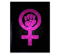 Wee Blue Coo Women Power Girl Feminism Pink Texture Paper Art Print Framed Poster Wall Decor 12X16 Inch