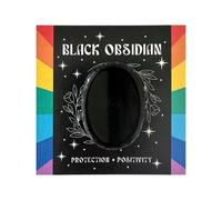 Wee Blue Coo Women's Black Obsidian Thumb Stone Healing Crystal Worry Stone Gift Powerful Protection Grounding Stress Relief in Presentation Box Wee Blue Coo Black