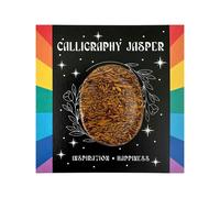 Wee Blue Coo Women's Calligraphy Stone Thumb Stone Healing Crystal Worry Stone Gift Natural Anxiety Relief Stress Reducer & Meditation Aid in Wee Blue Coo Brown