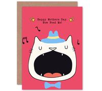 Wee Blue Coo Women's Funny Singing Feed Me Cat Lover Mum Mothers Day Card Wee Blue Coo Multicolor