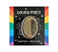 Wee Blue Coo Women's Golden Pyrite Thumb Stone Healing Crystal Worry Stone Gift Manifestation Abundance Protection Stress Relief in Presentation Box Wee Blue Coo Gold