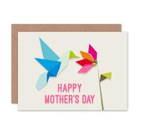 Wee Blue Coo Women's Mothers Day Origami Flower Hummingbird Card Wee Blue Coo Multicolor