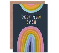 Wee Blue Coo Women's Rainbow Paint Best Ever Dark Mum Mother's Day Card Wee Blue Coo Multicolor