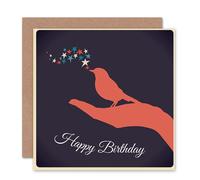 Wee Blue Coo Women's Singing Bird on Hand Happy Birthday For her Mum Card Wee Blue Coo Multicolor