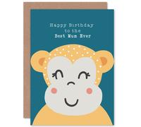 Wee Blue Coo Women's To The Best Mum Ever Cute Monkey Mother Birthday Card Wee Blue Coo Multicolor